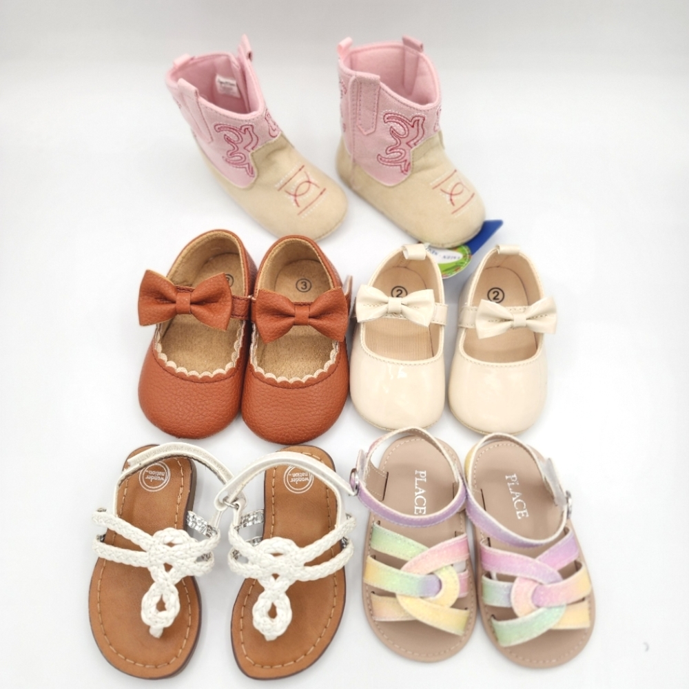 5 Pair of Infant Baby Girl Shoes Bundle Lot Mixed Brands Size 6 months- Size 3